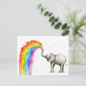 Baby Elephant Spuiten Regenboog Kaart Stationery (Staand voorkant)