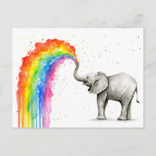 Baby Elephant Spuiten Regenboog Kaart Stationery