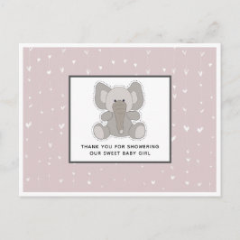 Baby Elephant String Hearts Baby shower Dank u Briefkaart
