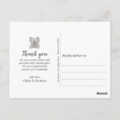 Baby Elephant String Hearts Baby shower Dank u Briefkaart (Achterkant)