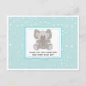 Baby Elephant String Hearts Baby shower Dank u Briefkaart (Voorkant)