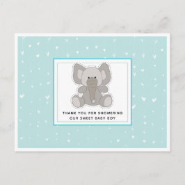 Baby Elephant String Hearts Baby shower Dank u Briefkaart