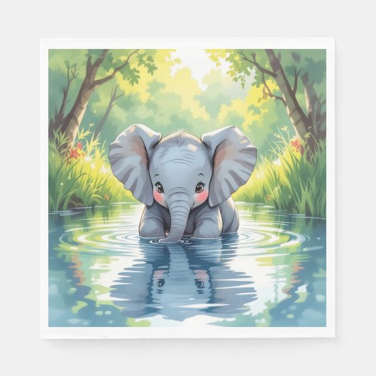 Baby Elephant Thema | verjaardagsfeestje Servet (Voorkant)