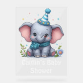 Baby Elephant Theme Baby shower Acryl Teken Acryl Bord (Voorkant)