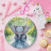 Baby Elephant Themed Baby Shower Papieren Bordje (Feest)