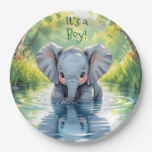 Baby Elephant Themed Baby Shower Papieren Bordje (Voorkant)