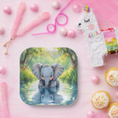 Baby Elephant Themed |  Birthday Party Papieren Bordje (Feest)