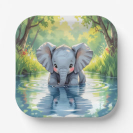 Baby Elephant Themed |  Birthday Party Papieren Bordje