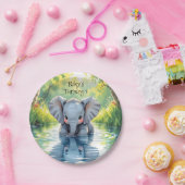 Baby Elephant Themed  Birthday Party Personalized Papieren Bordje (Feest)