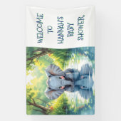 Baby Elephant Themed Personalized Birthday Party Spandoek (Verticaal)