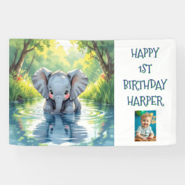 Baby Elephant Themed Personalized Birthday Party Spandoek