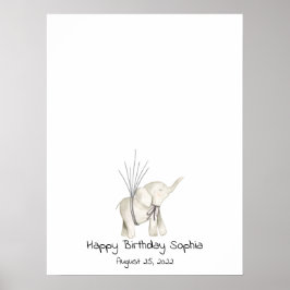 Baby Elephant Thumbprint Guest Book Poster