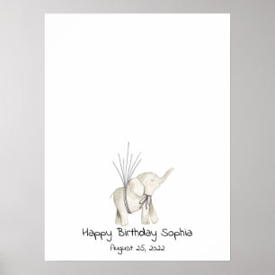 Baby Elephant Thumbprint Guest Book Poster