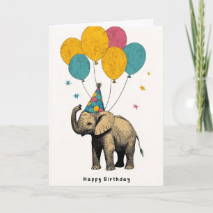 Baby Elephant Verjaardag Kaart met "Happy Birthday