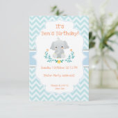 Baby Elephant verjaardagsuitnodigingen Kaart (Staand voorkant)