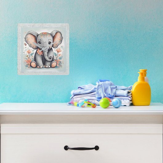 Baby Elephant Vierkante Klok