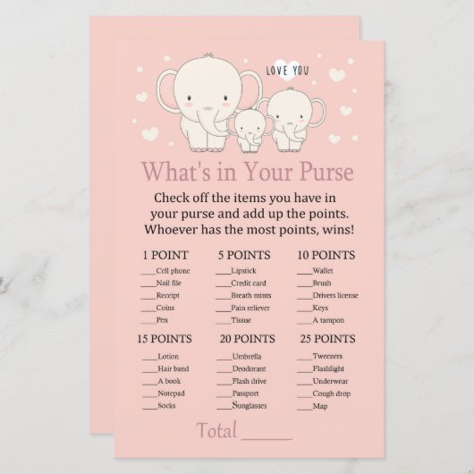 Baby Elephant Wat zit er in je handtas? (Voorkant / Achterkant)