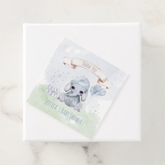 Baby Elephant Waterverf Animals Bedankjes Labels (In situ)