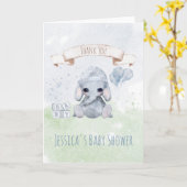 Baby Elephant Waterverf Animals Hartelijk dank Kaart (Gele Bloem)