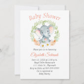 Baby Elephant Waterverf Baby shower Uitnodiging (Voorkant)