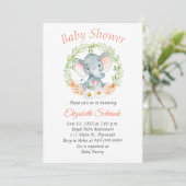 Baby Elephant Waterverf Baby shower Uitnodiging (Staand voorkant)