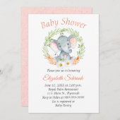 Baby Elephant Waterverf Baby shower Uitnodiging (Voorkant / Achterkant)
