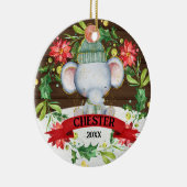 Baby Elephant Waterverf Kinder kerst Keramisch Ornament (Rechts)
