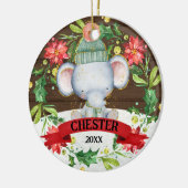 Baby Elephant Waterverf Kinder kerst Keramisch Ornament (Links)