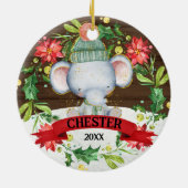Baby Elephant Waterverf Kinder kerst Keramisch Ornament (Achterkant)