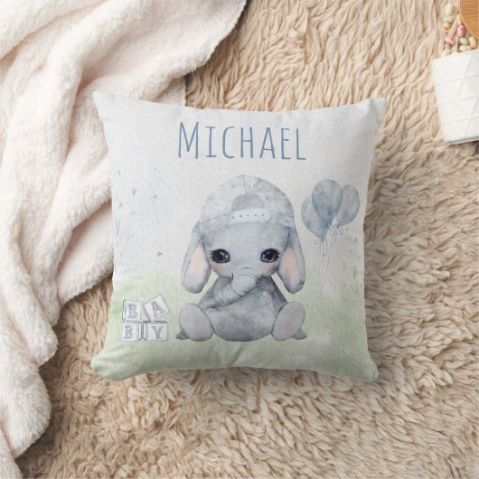 Baby Elephant Waterverf met de naam Nursery Kussen (Deken)