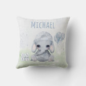 Baby Elephant Waterverf met de naam Nursery Kussen (Achterkant)