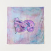 Baby Elephant waterverf pastels Wandkleed (Voorkant (horizontaal))