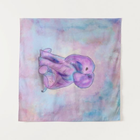 Baby Elephant waterverf pastels Wandkleed (Voorkant (horizontaal))