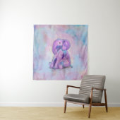 Baby Elephant waterverf pastels Wandkleed (In situ)