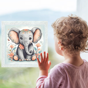 Baby Elephant Window Cling voor Glazen Deur Raamsticker