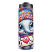 Baby Elephant Winter Heart Thermosbeker (Voorkant)