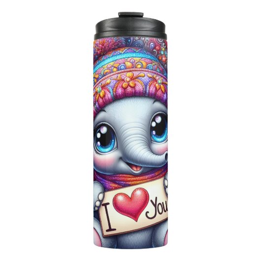 Baby Elephant Winter Heart Thermosbeker (Voorkant)