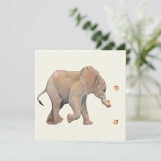 Baby Elephant with cupcake cards Set 10 Feestdagenkaart