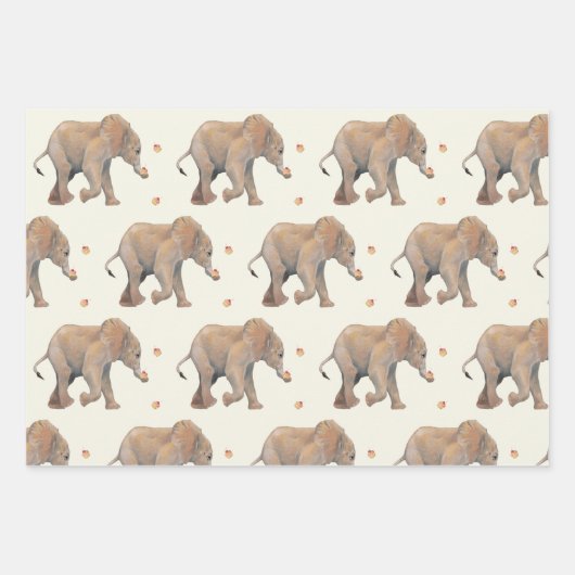 Baby Elephant with cupcakes Tissue Gift Wrap Inpakpapier Vel (Voorkant 2)