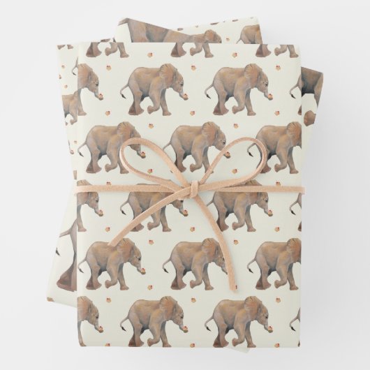 Baby Elephant with cupcakes Tissue Gift Wrap Inpakpapier Vel (In situ)