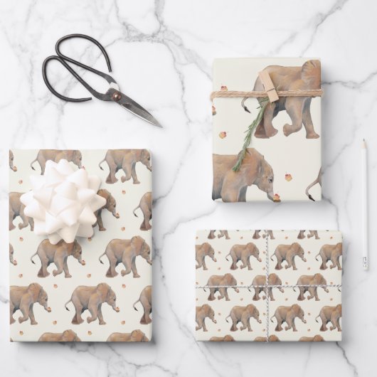 Baby Elephant with cupcakes Tissue Gift Wrap Inpakpapier Vel (Voorkant)