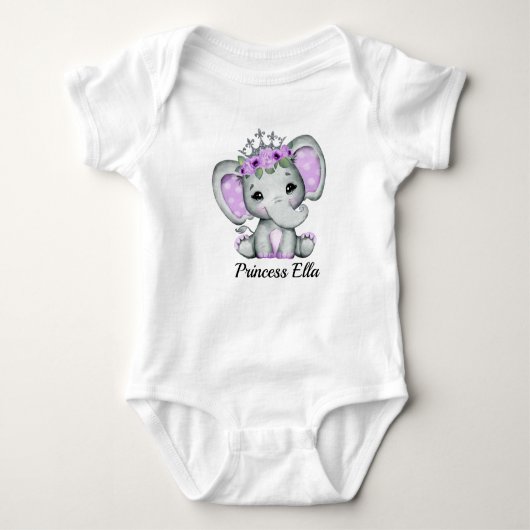 Baby Elephant with Flowers  Romper (Voorkant)