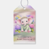 Baby Elephant with Hydrangeas Baby Shower Cadeaulabel (Voorkant)