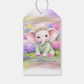 Baby Elephant with Hydrangeas Baby Shower Cadeaulabel (Achterkant)