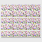 Baby Elephant with Hydrangeas Baby Shower  Cadeaupapier (Vlak)