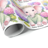 Baby Elephant with Hydrangeas Baby Shower  Cadeaupapier (Rol Hoek)