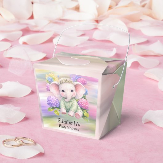 Baby Elephant with Hydrangeas Baby Shower Favor Bedankdoosjes (Huwelijk)
