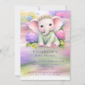 Baby Elephant with Hydrangeas Baby Shower Kaart (Voorkant)