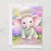 Baby Elephant with Hydrangeas Baby Shower Kaart (Achterkant)
