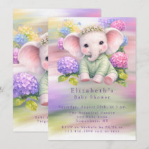 Baby Elephant with Hydrangeas Baby Shower 